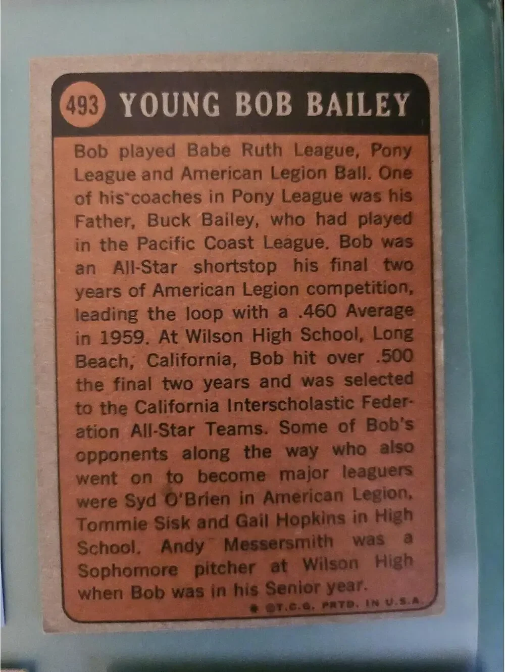 1972 Topps - Boyhood Photos of the Stars #493 Bob Bailey